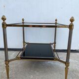 End table in bronze and black opaline glass
