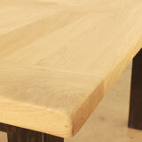 Solid oak farmhouse table metal feet