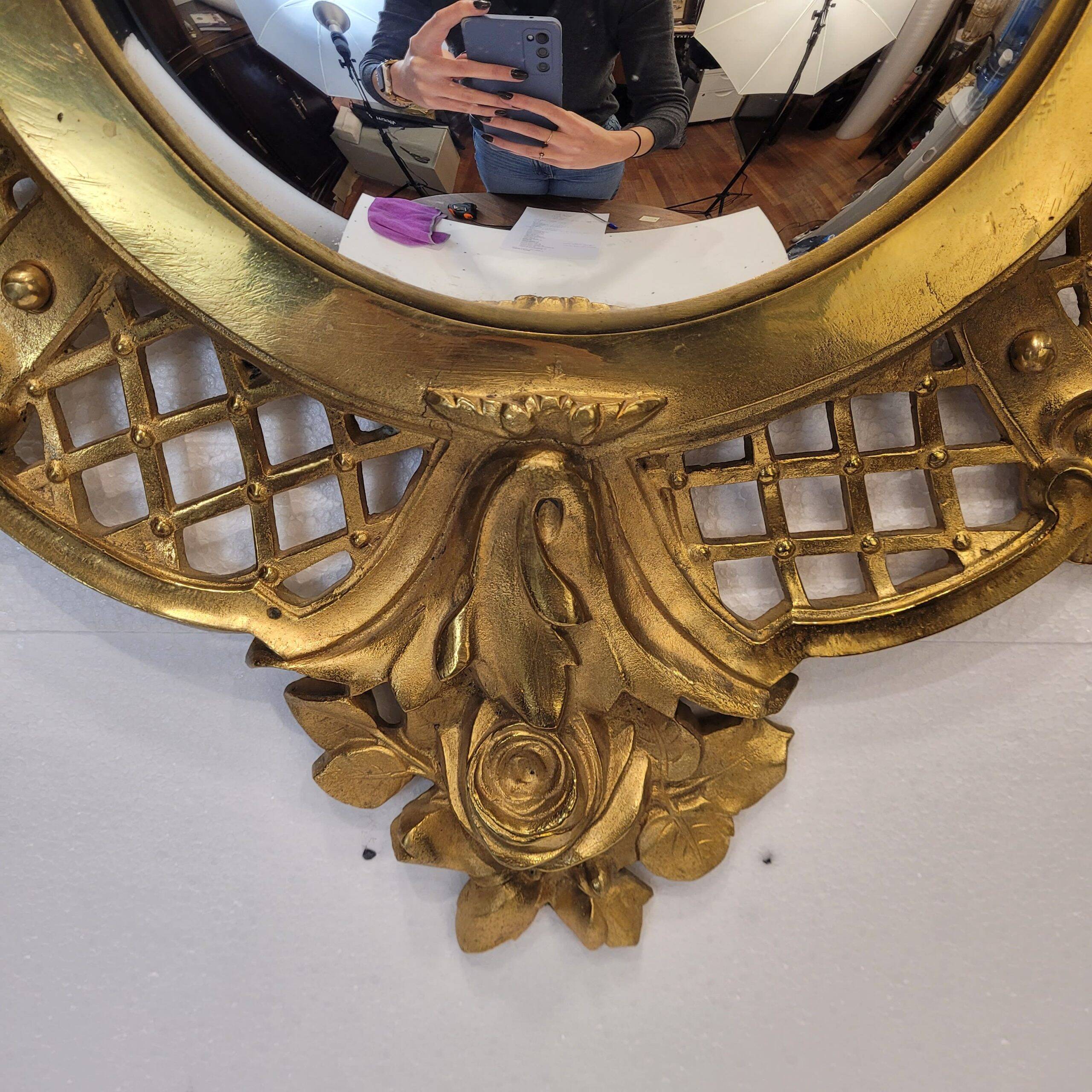 Convex "Witch mirror", gilt bronze frame, 1950s - France
