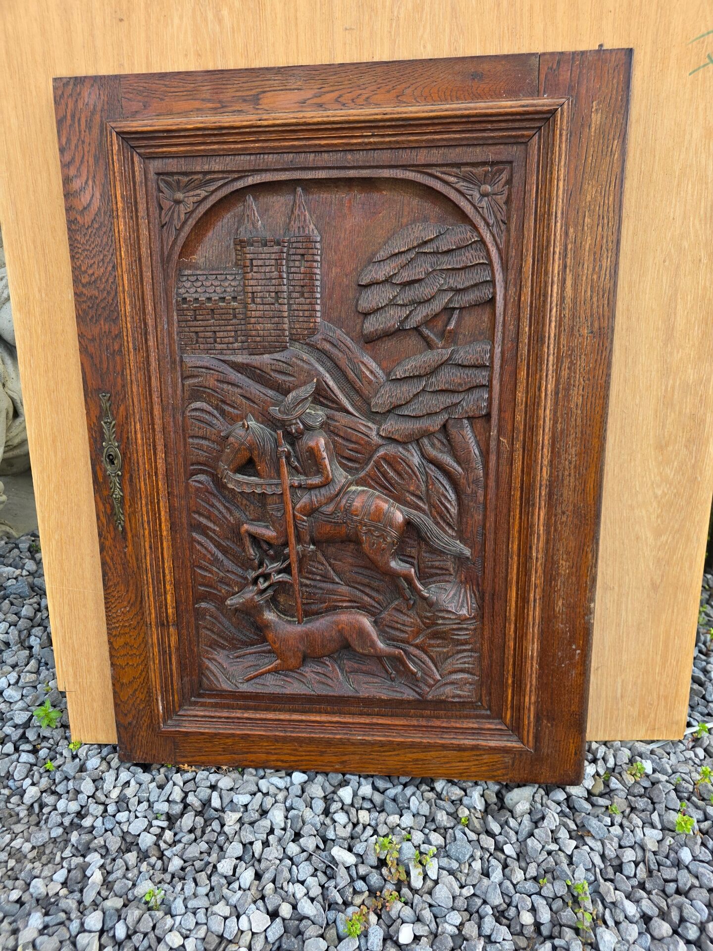 Carved oak solid wood door