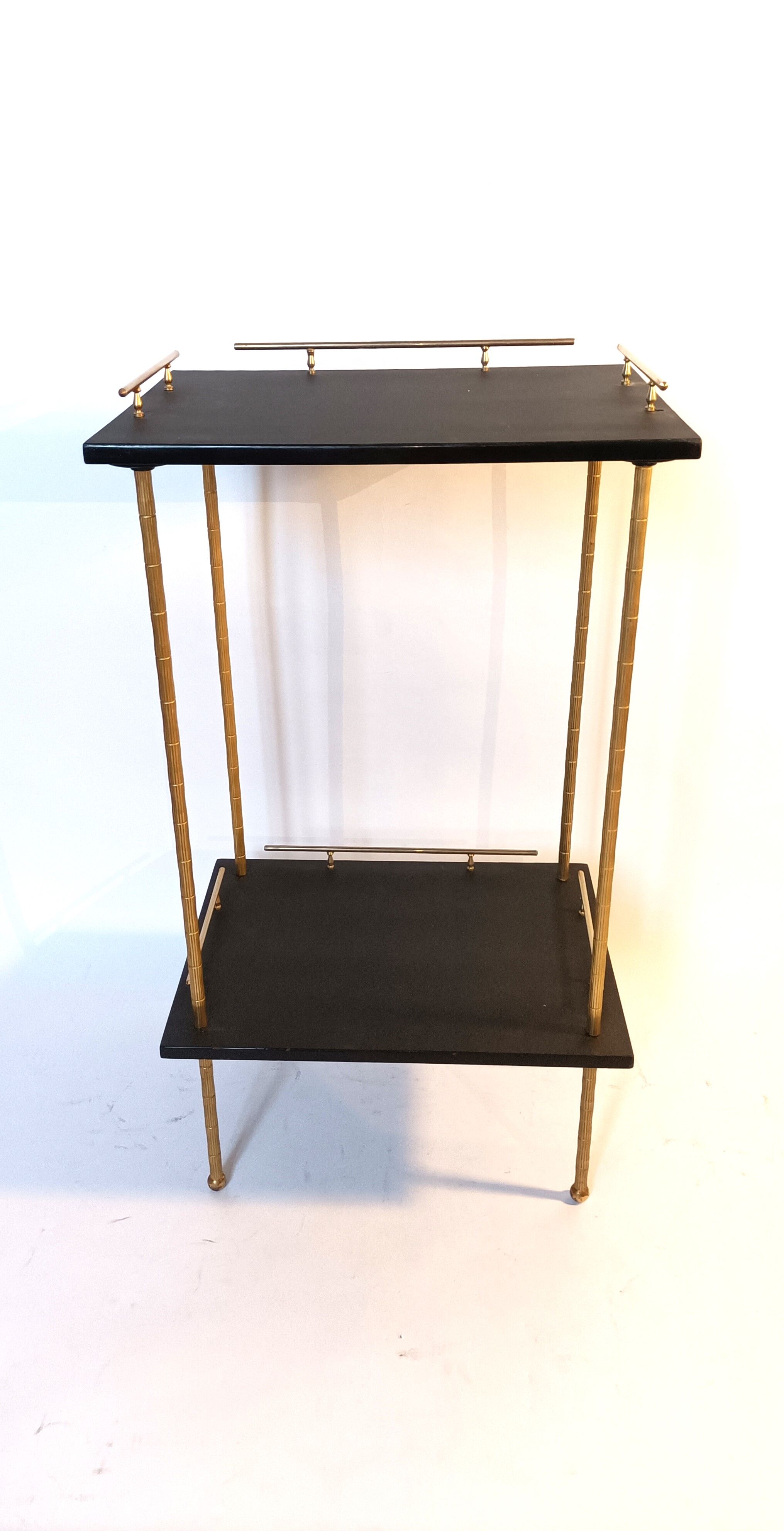 Pair of tables brass gilded blackened trays 1960