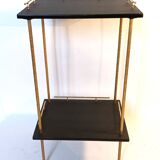 Pair of tables brass gilded blackened trays 1960