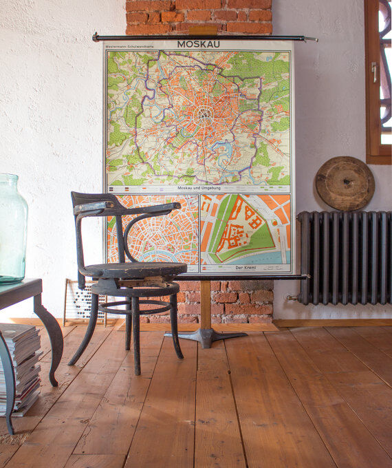 Moscow wall chart published by Westermann 1952 poster