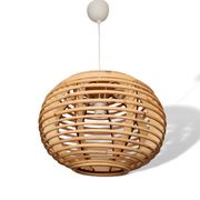 Portuguese mid century modern beige bamboo hanging lamp 1960s