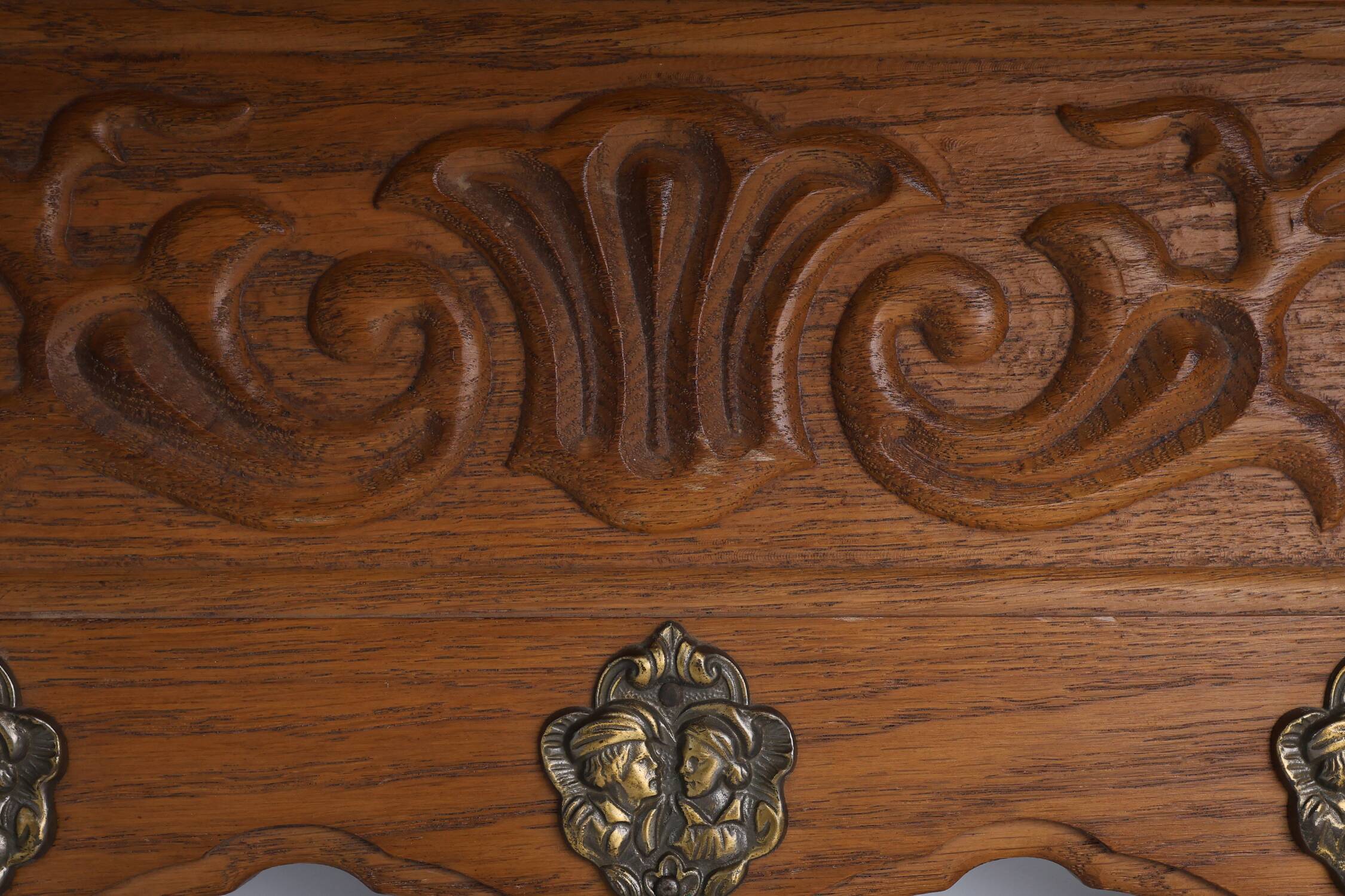 Mid-Century Belgian Oak Wall-Mounted Coat Rack in Bruegel Style