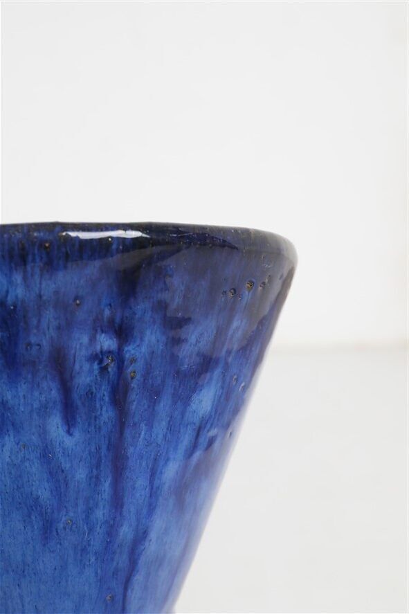 Hand-glazed mid-century plant pot by TDV / 1960s / 1970s