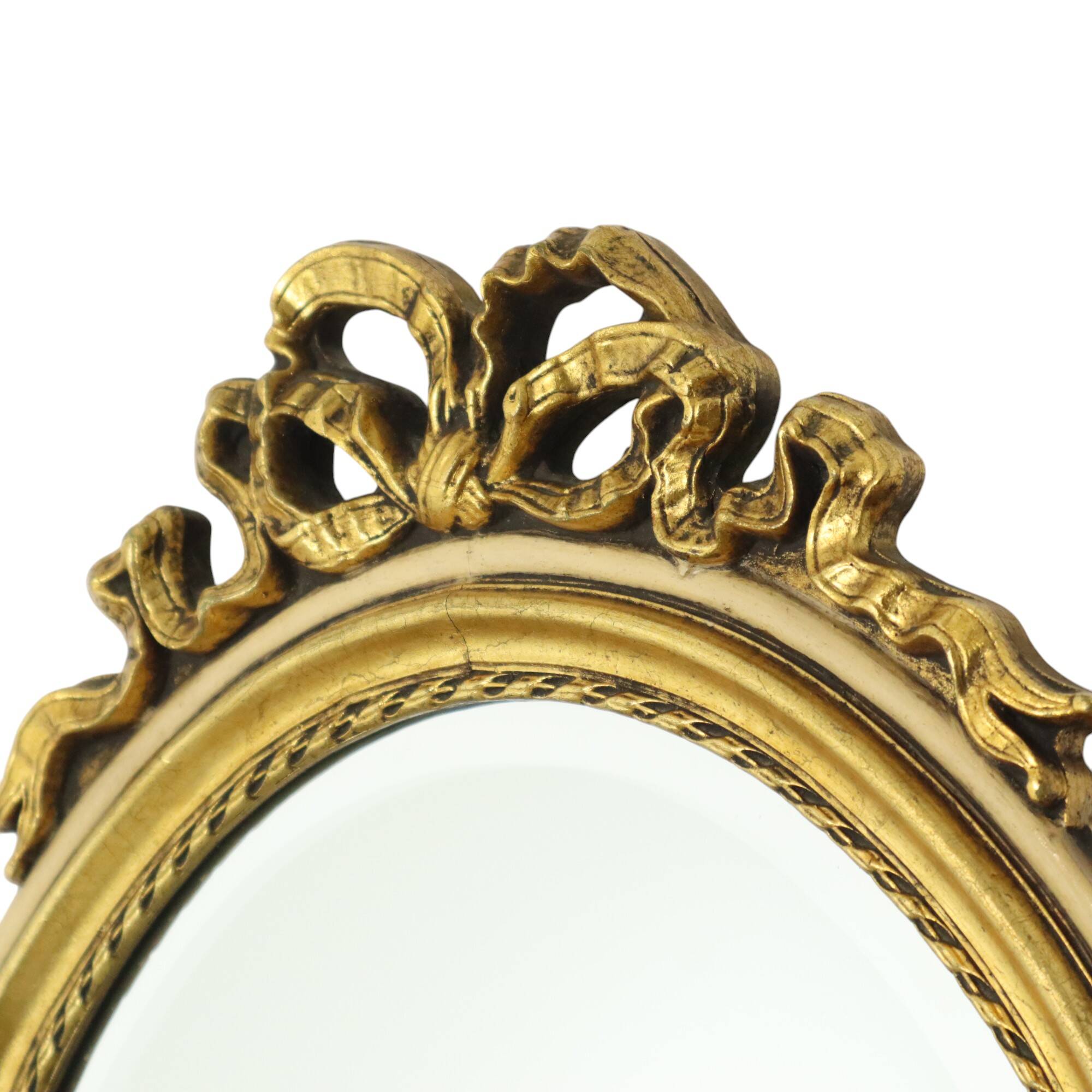 Oval Gold Leaf Gilded Mirror Classic Facet France 52cm