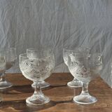 5 vintage fruit pattern glass ice cream cups