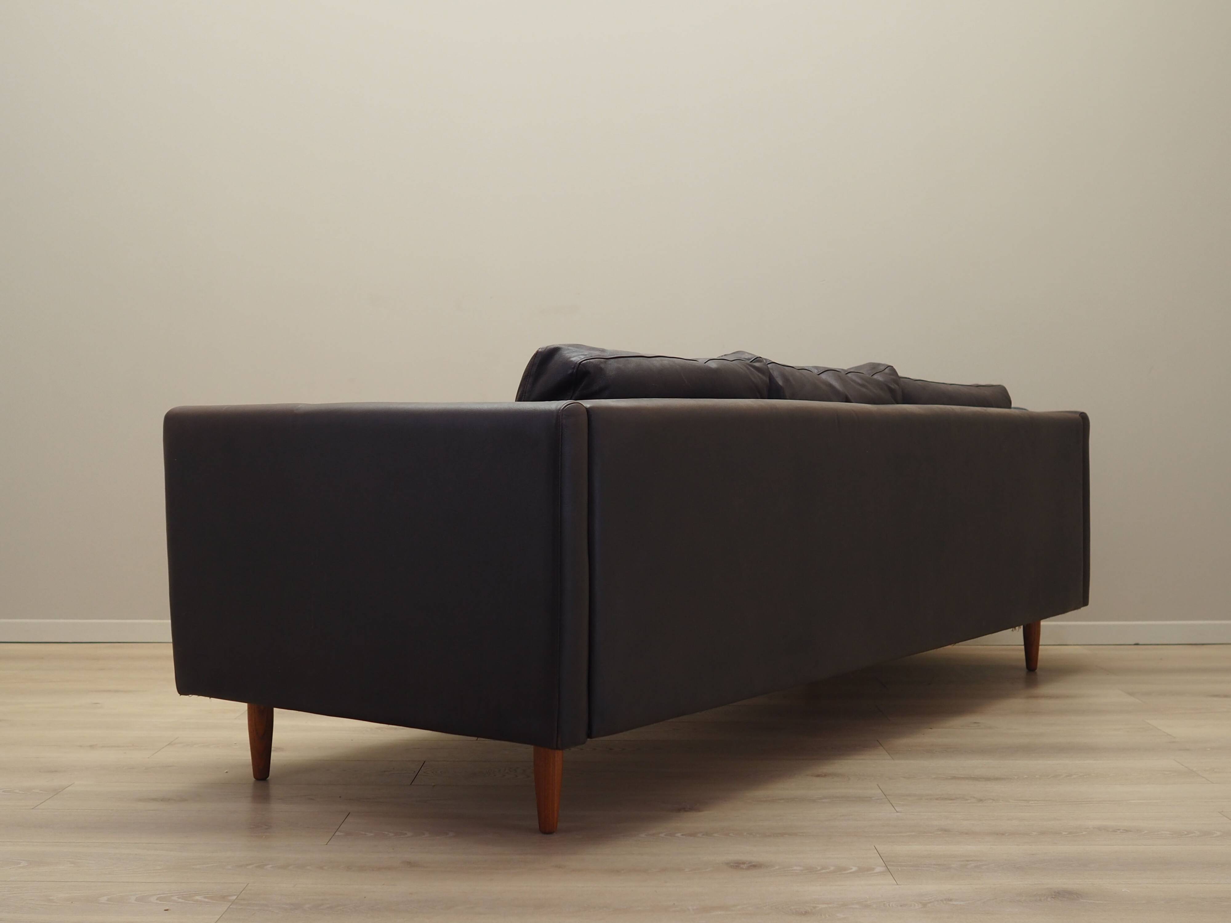 Canapé en cuir marron, design danois, années 1960, production : Danemark