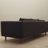 Canapé en cuir marron, design danois, années 1960, production : Danemark