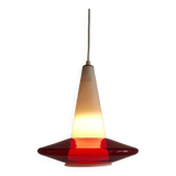 Red and opaline glass pendant lamp, 1960's