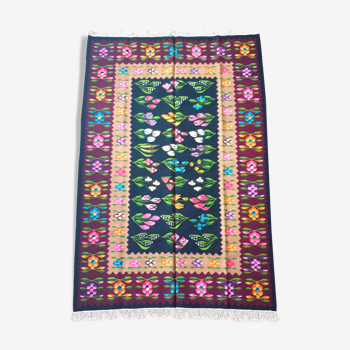 Tapis Oltenien floral, tissé à la main, Roumanie