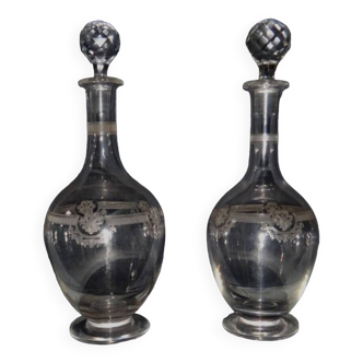 Saint louis manon 2 crystal carafes - 30.5 cm