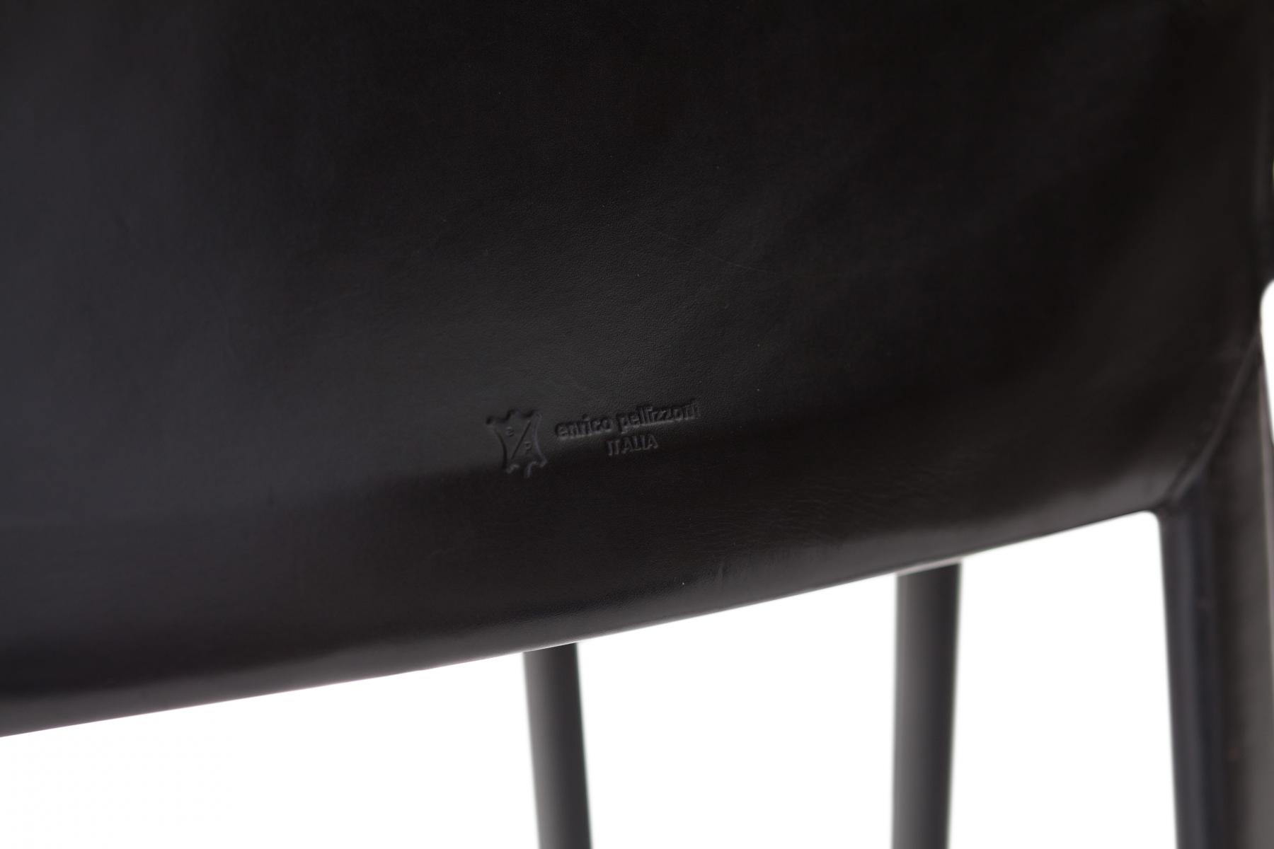 Set de 6 chaises en cuir noir par Studio Grassi & Bianchi pour Pellizoni Pasqualina 1980