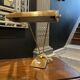 Lampe à poser ou de bureau (doré & brun) JUMO, design moderniste, ca 1945