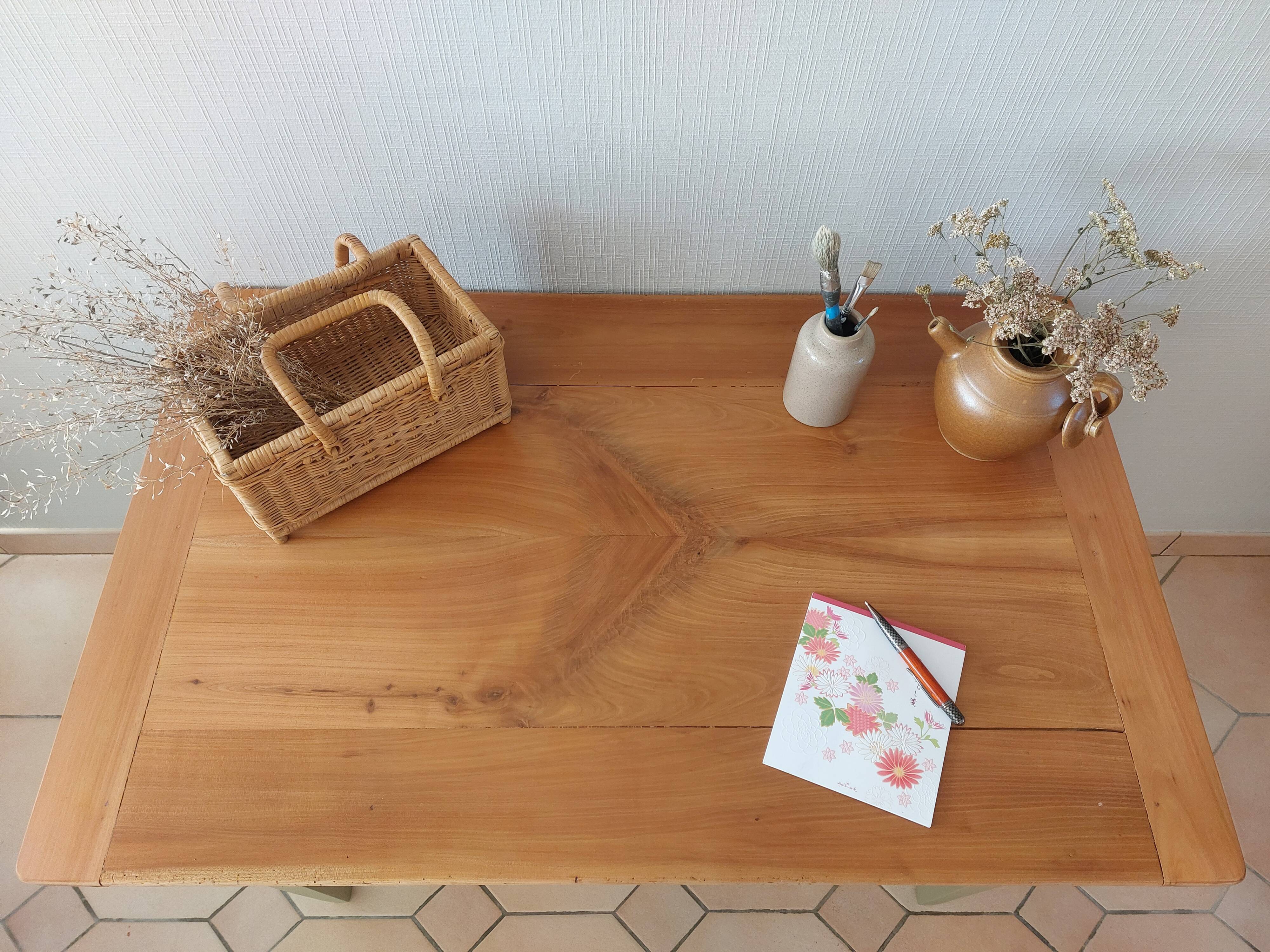 Table - vintage desk wood and green