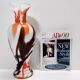 White, Orange and Brown Murano Glass Vase by Carlo Moretti, Italy