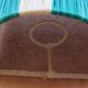 Applique murale rayé vert sapin et beige en raphia naturel