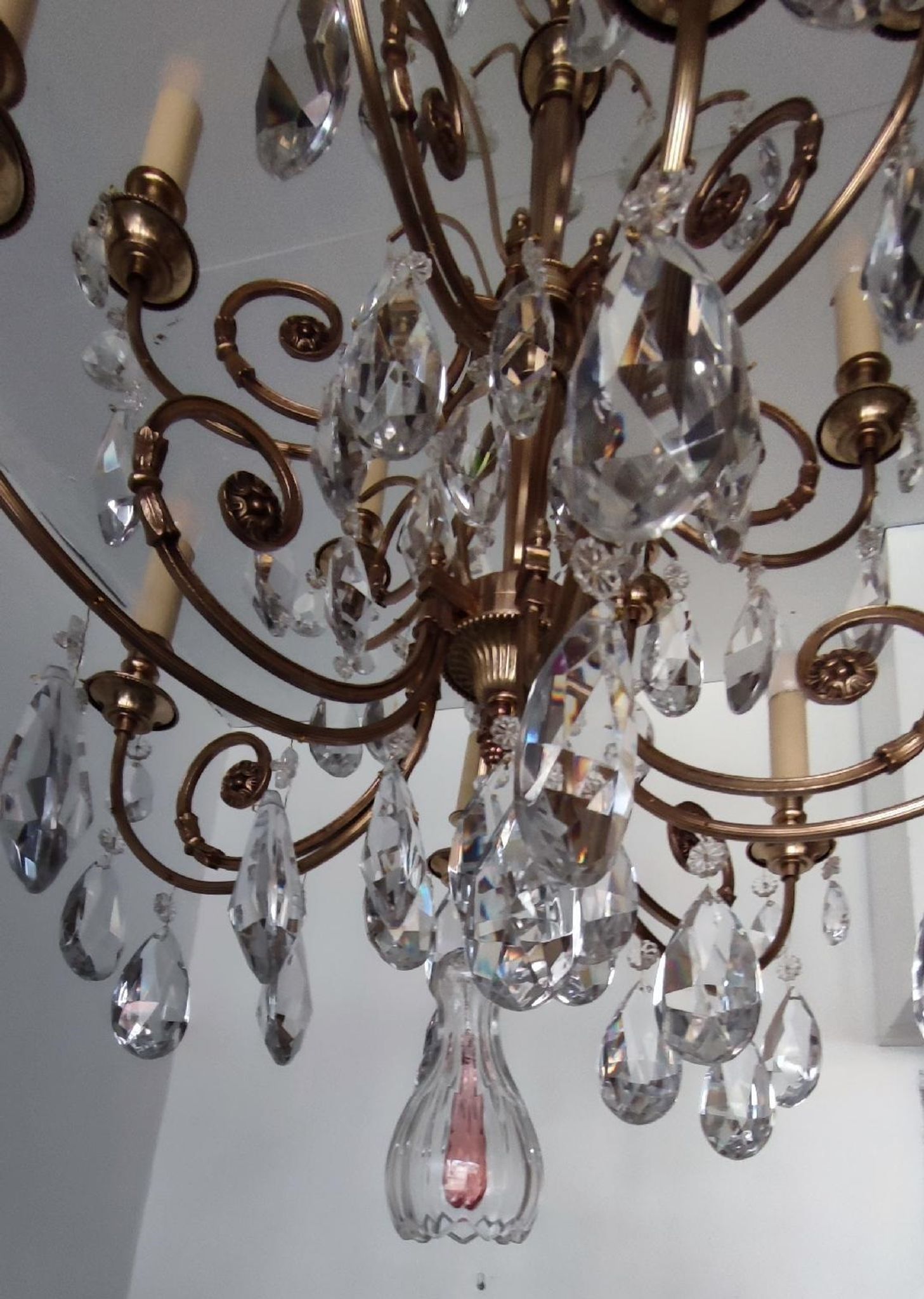 Crystal and bronze chandelier 12 arms of light
