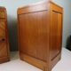 Art Deco bedside tables in oak with an inlaid marble top.