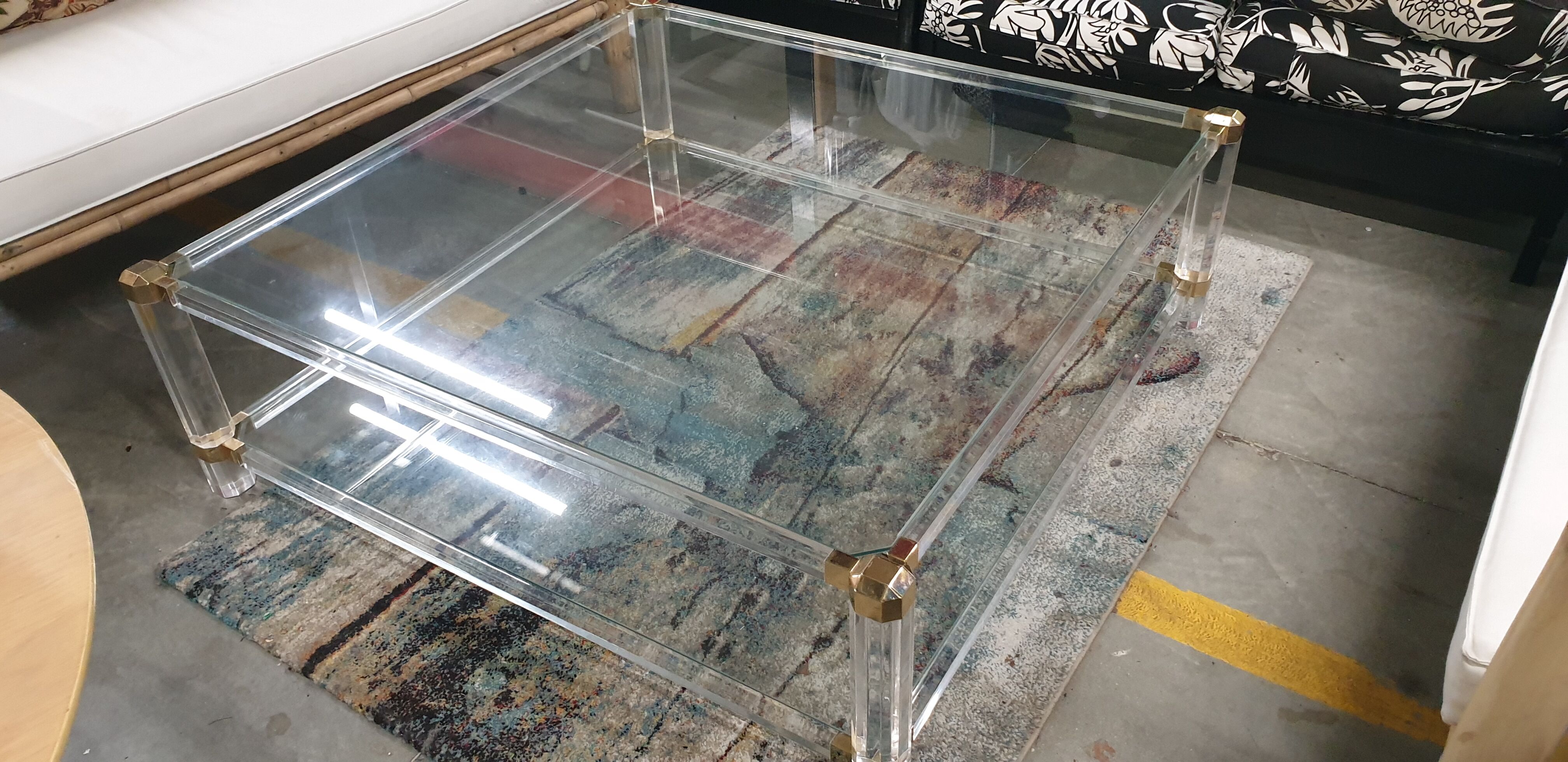 Rectangular glass coffee table, 1970/80