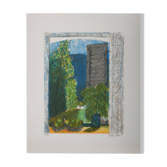 Guy Bardone: Window with Fruits, signed original lithograph.