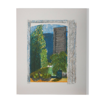 Guy Bardone: Window with Fruits, signed original lithograph.