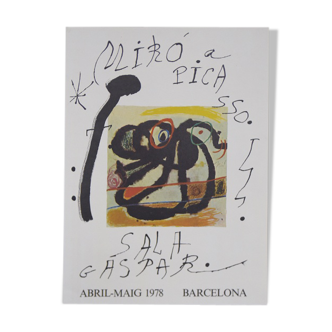Vintage Joan Mirò & Pablo Picasso exhibition poster Sala Gaspar Barcelona, 1978