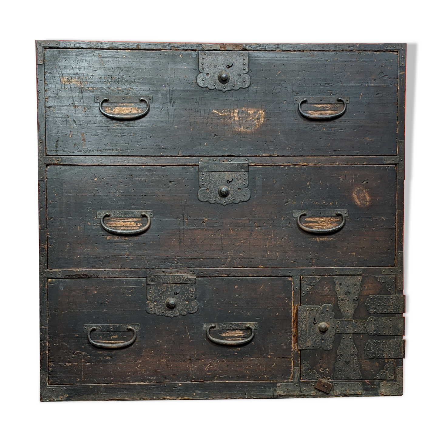 Tansu linen chest of drawers, japan, wabi sabi style, early nineteenth