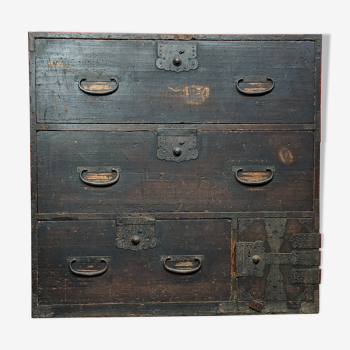 Tansu linen chest of drawers, japan, wabi sabi style, early nineteenth