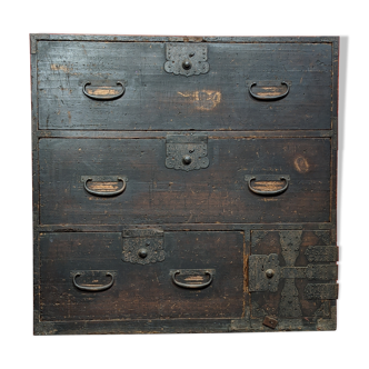 Tansu linen chest of drawers, japan, wabi sabi style, early nineteenth