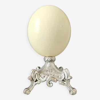 Ostrich Egg, Silver Pewter Base (19th century) H: 22 cm | Collection l PlaceOddity