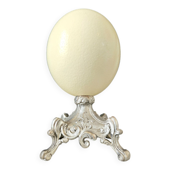 Oeuf d'Autruche, Socle en Etain Argenté (XIXe) H: 22 cm | Collection l PlaceOddity