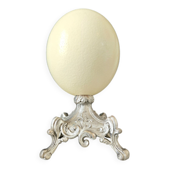 Ostrich Egg, Silver Pewter Base (19th century) H: 22 cm | Collection l PlaceOddity