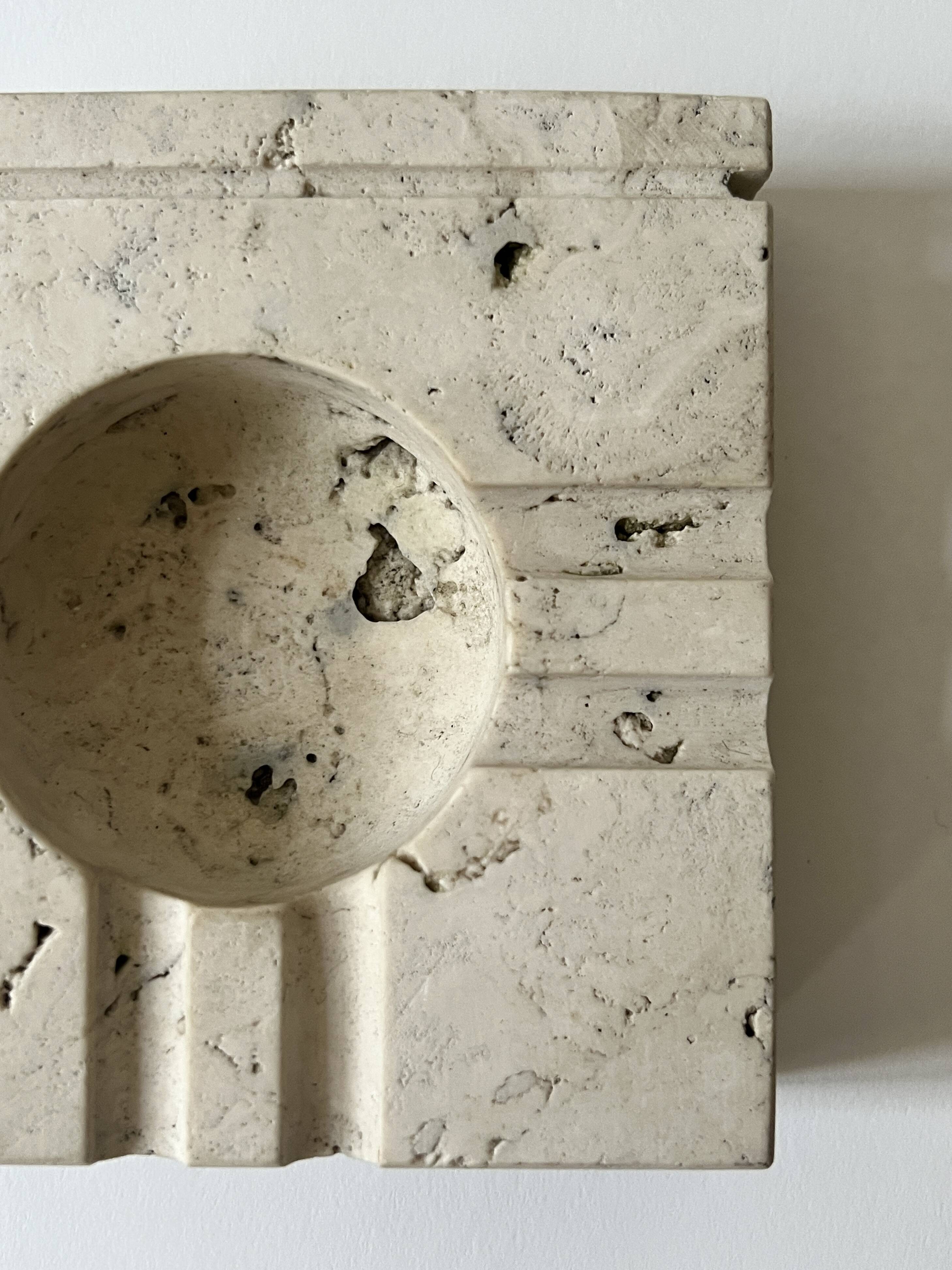 Travertine ashtray, E.Mari for Fratelli Manelli, design 1970