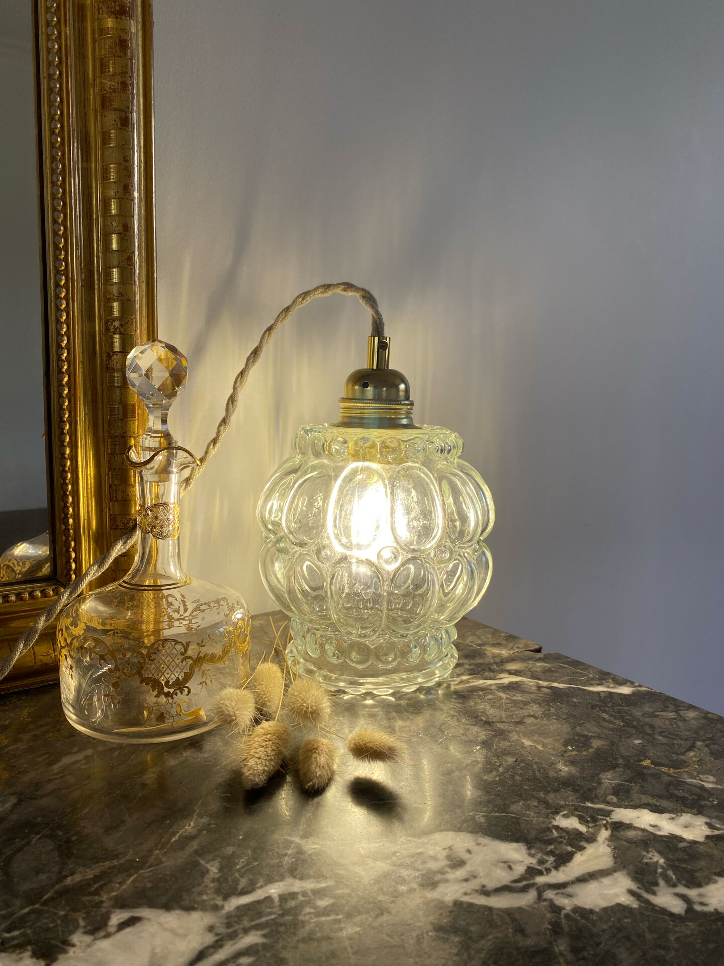 Vintage glass globe lamp