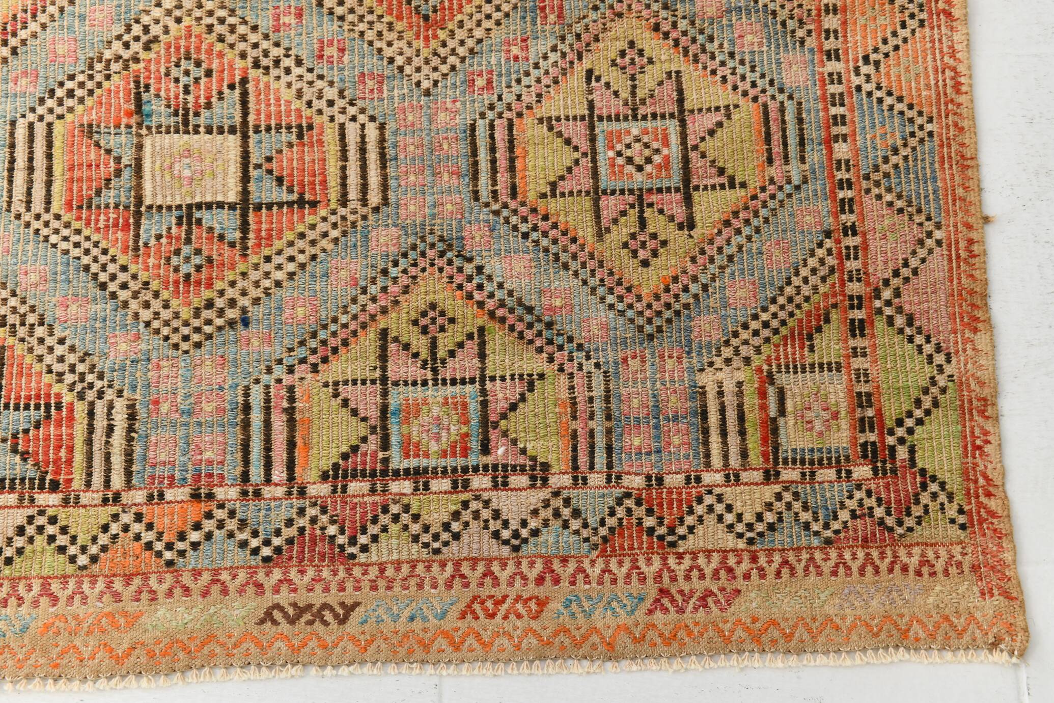 6x10 Kilim Cream Turkish Kilim Rug, 189x300Cm