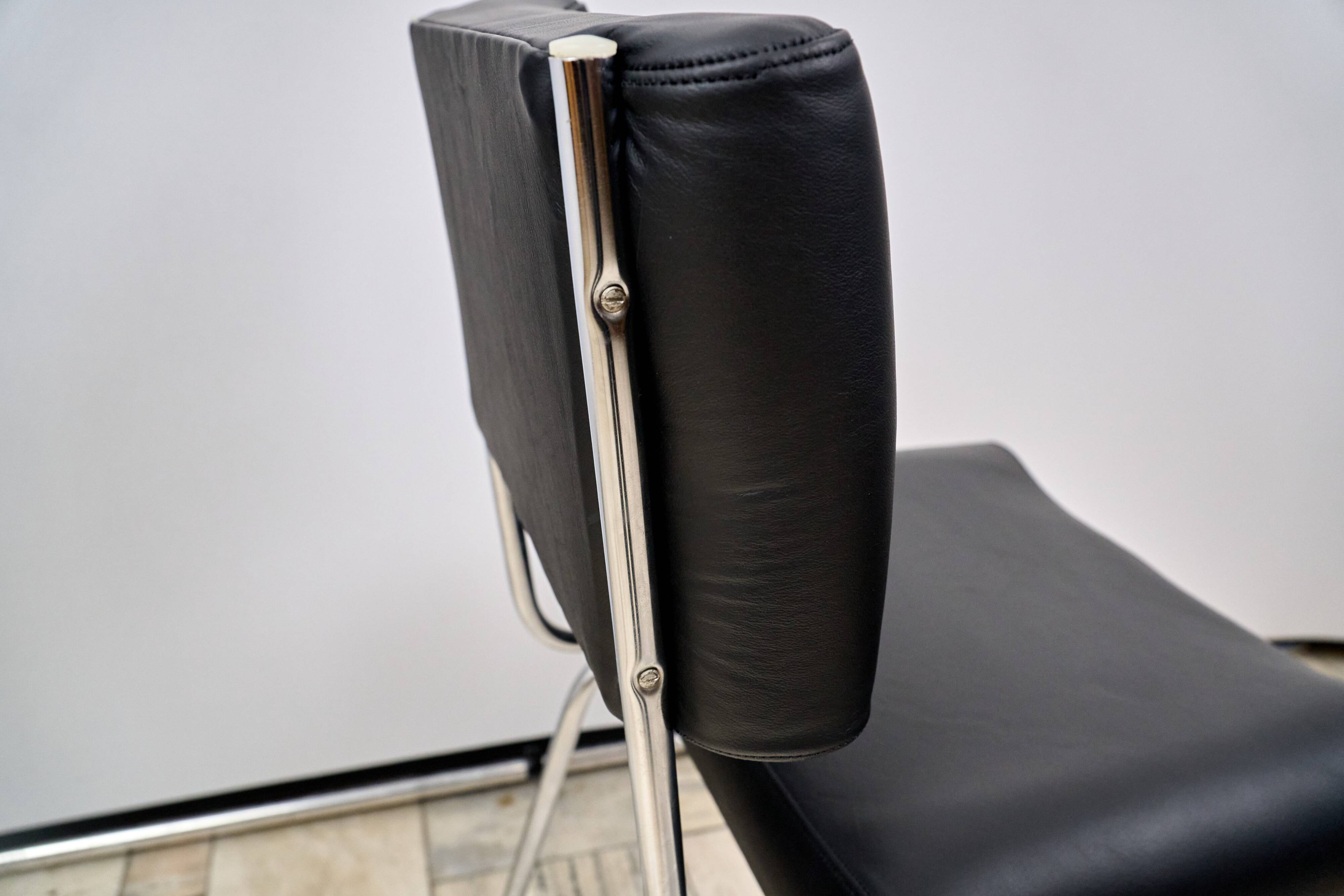 Vintage Leather Chair with Chrome Legs, 1970s, Czechoslovakia