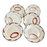 Set of 6 old Digoin Sarreguemines asparagus slushie plates