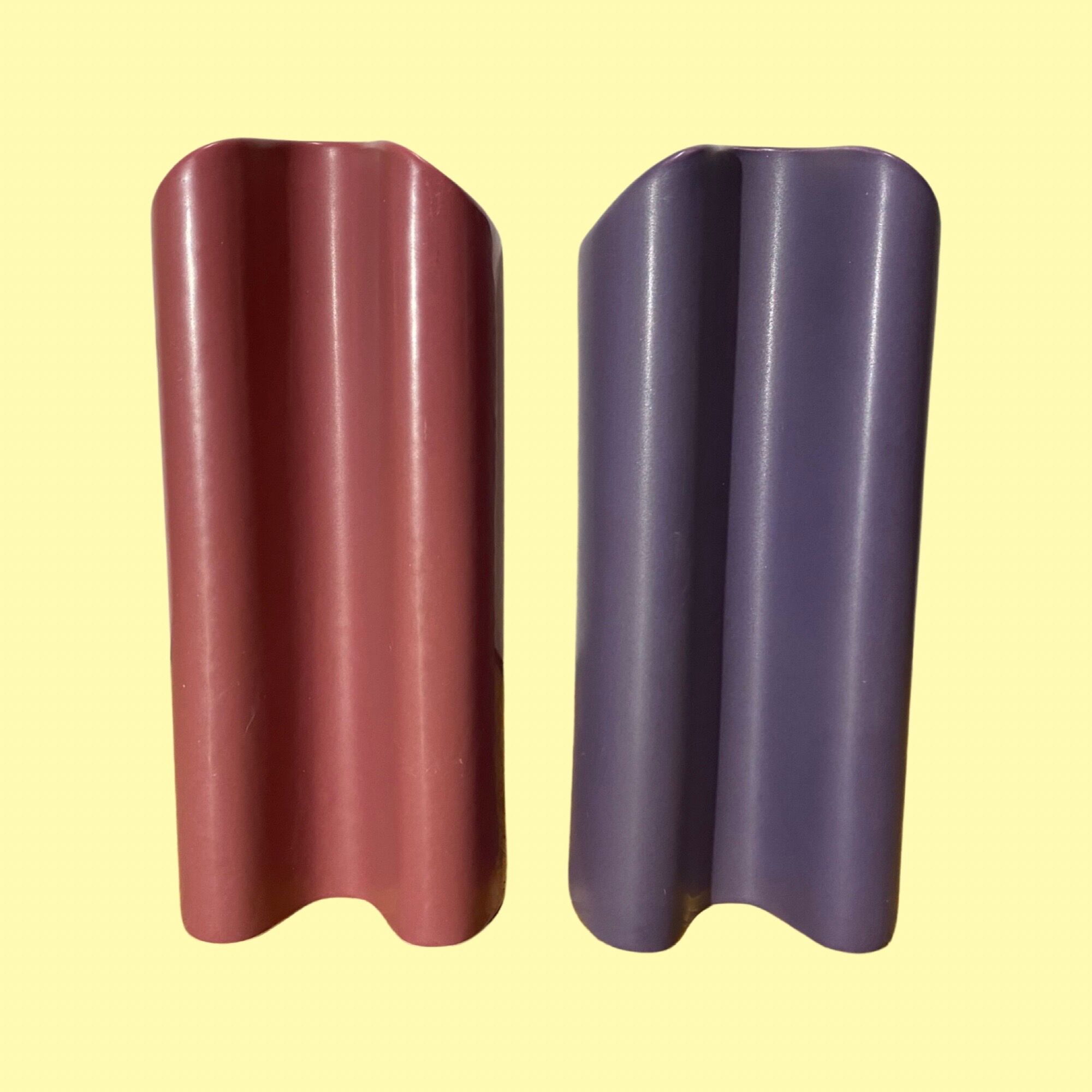 Set of 2 retro pink/purple vases made in denmark | fn art denmark ceramic pottery vases