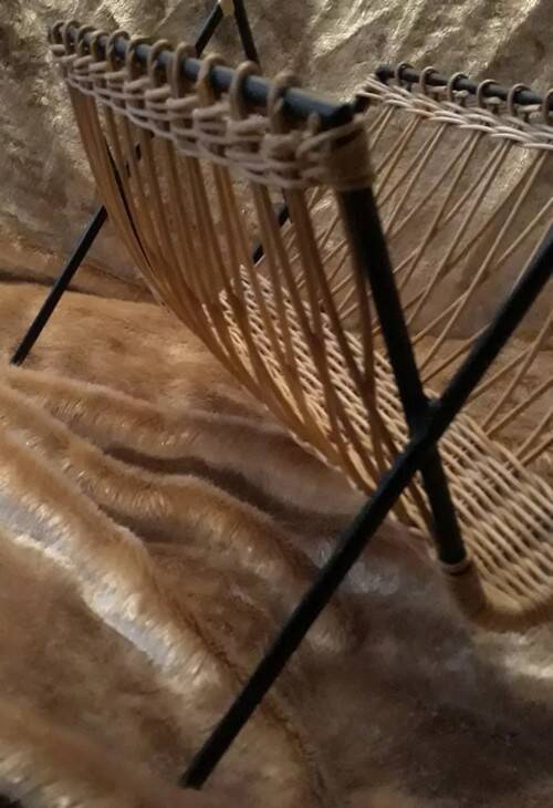 1970s rattan magazine rack