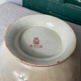Antique salad bowl in Giens porcelain, iron earth