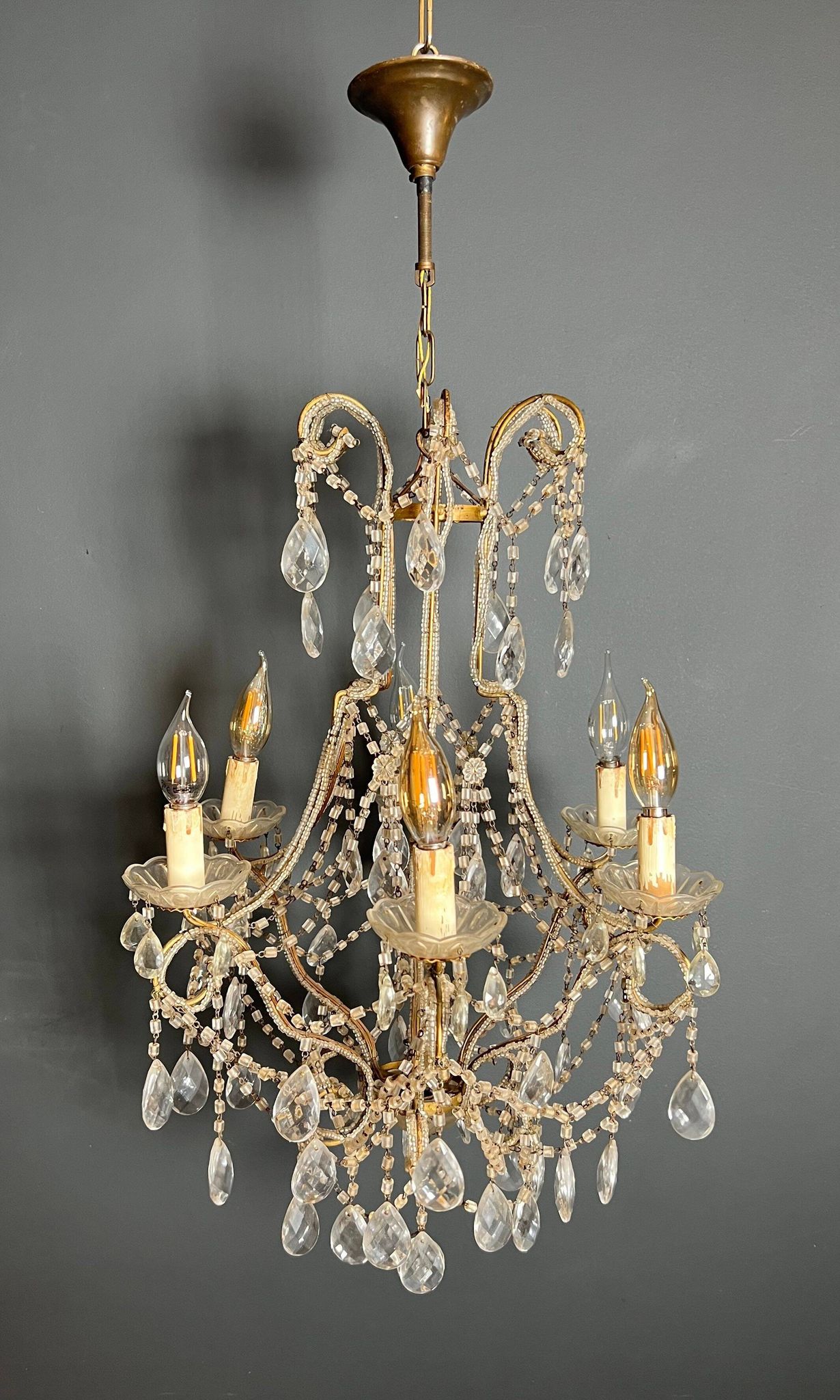 Italian pearl and crystal chandelier