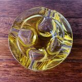 Vintage ashtray in yellow and transparent molded glass