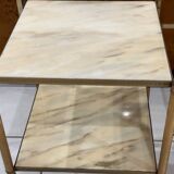 Pair of vintage marble and brass end tables 1970s