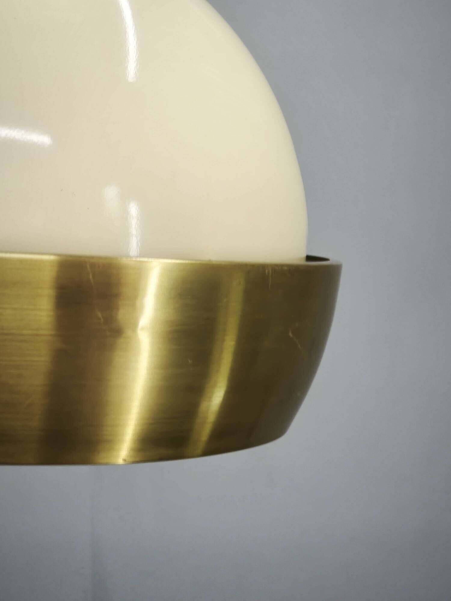 1970s NAPAKO Space Age Brass and Cream Pendant Light, Czechoslovakia