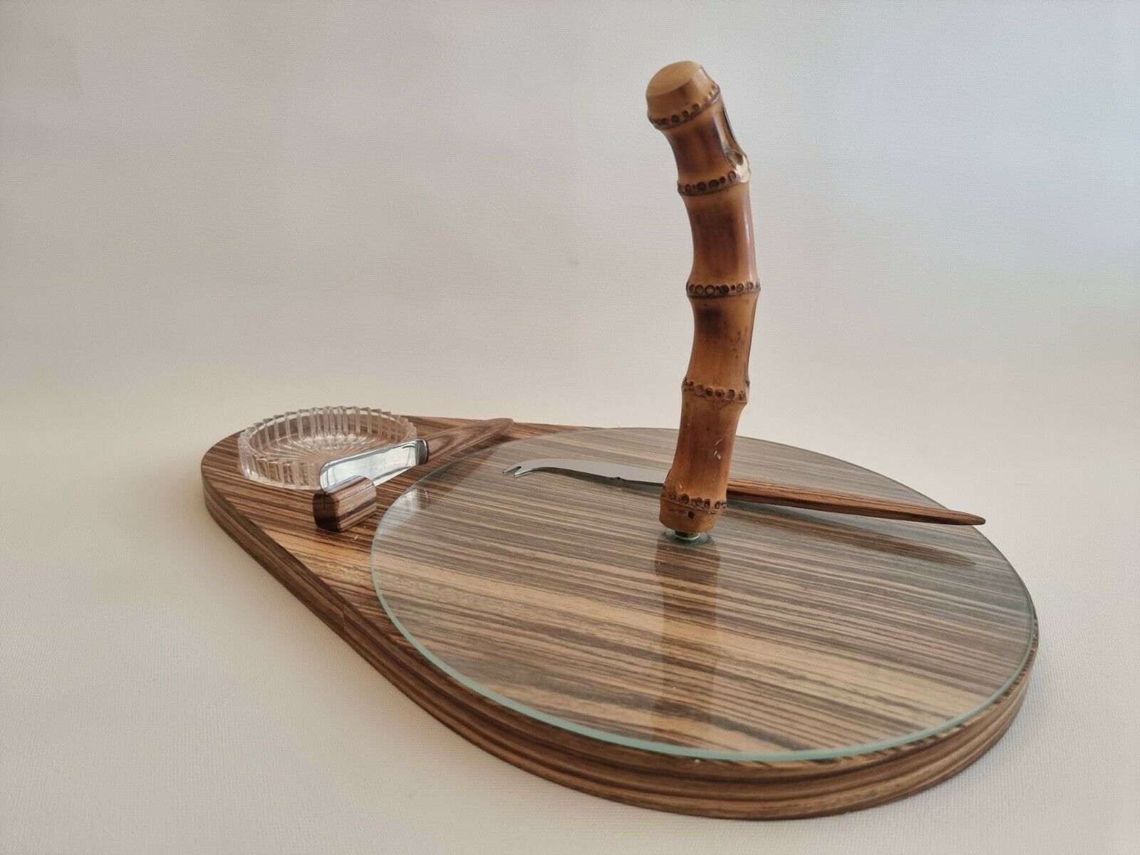 Zingana cheese platter / vintage bamboo
