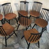 Set of 8 Scandinavian vintage Tapiovaara chairs
