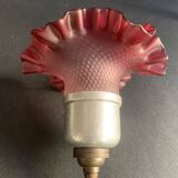 Antique wall light, tulip in pink glass and silver metal, 1920
