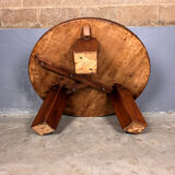 Table basse ronde brutaliste en chêne massif